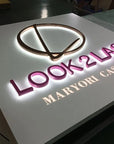 Custom Backlit 3D Acrylic Business Sign with Metal Backplate