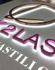 Custom Backlit 3D Acrylic Business Sign with Metal Backplate