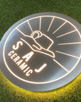 Metal LED Hollow Out Laser Cut Backlit Business Logo Sign | Round & Square