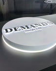 Custom Backlit 3D Acrylic Business Sign with Metal Backplate