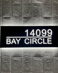custom backlit house number sign with street name for modern home exterior