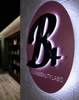 Custom Backlit 3D Acrylic Business Sign with Metal Backplate