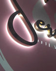 Custom Backlit 3D Acrylic Business Sign with Metal Backplate