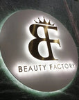 Custom Backlit 3D Acrylic Business Sign with Metal Backplate