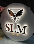 Custom Backlit 3D Acrylic Business Sign with Metal Backplate