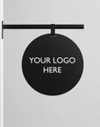 Custom logo hanging sign mockup in round shape for business preview