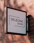 Selegna Signs sign on a brick wall