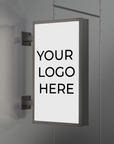 Vertical projecting light box sign for high visibility storefront advertising