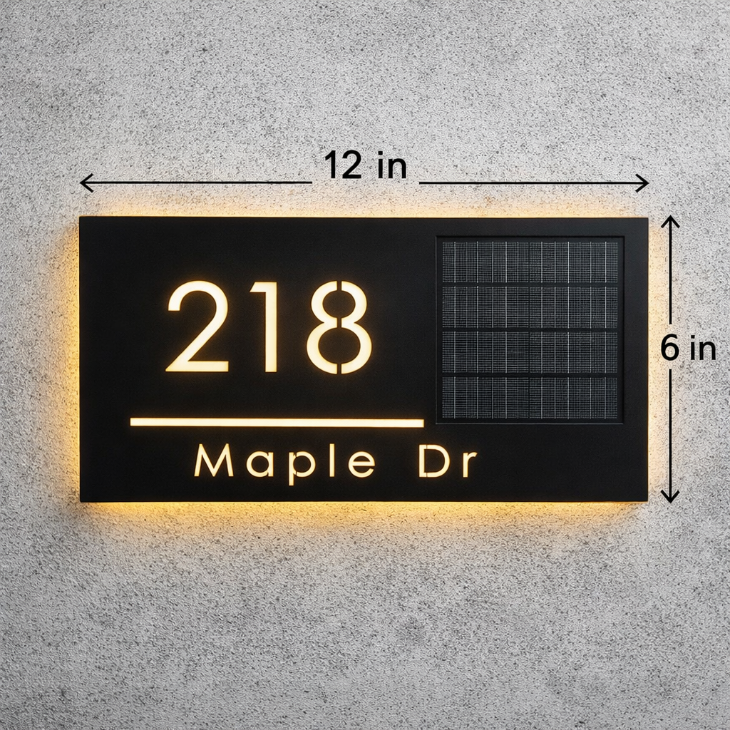 custom solar LED address sign
