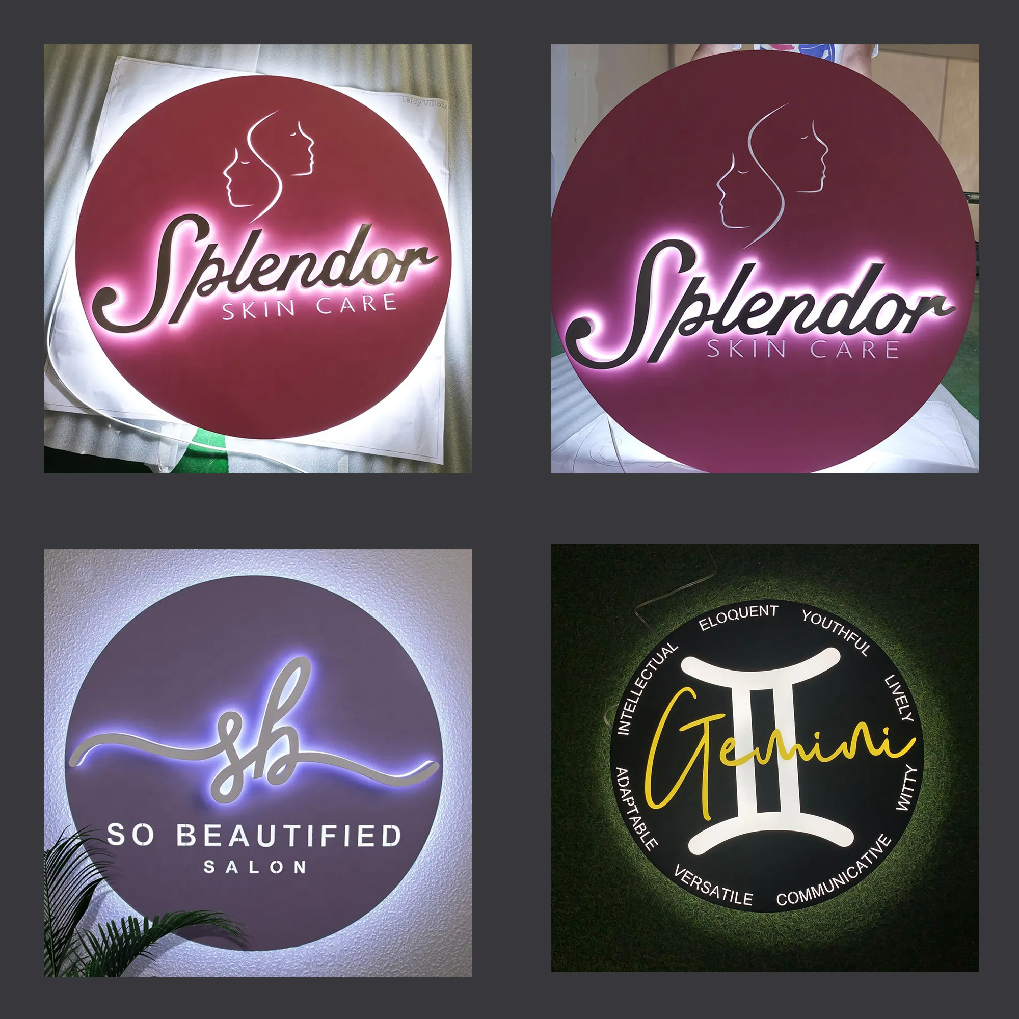 Metal LED Backlit Business Logo Sign | Round &amp; Square