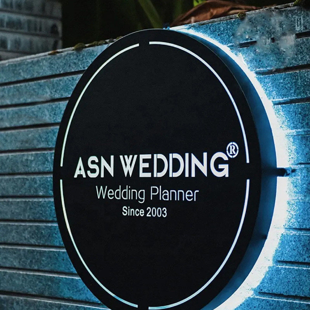 Metal LED Hollow Out Laser Cut Backlit Business Logo Sign | Round &amp; Square