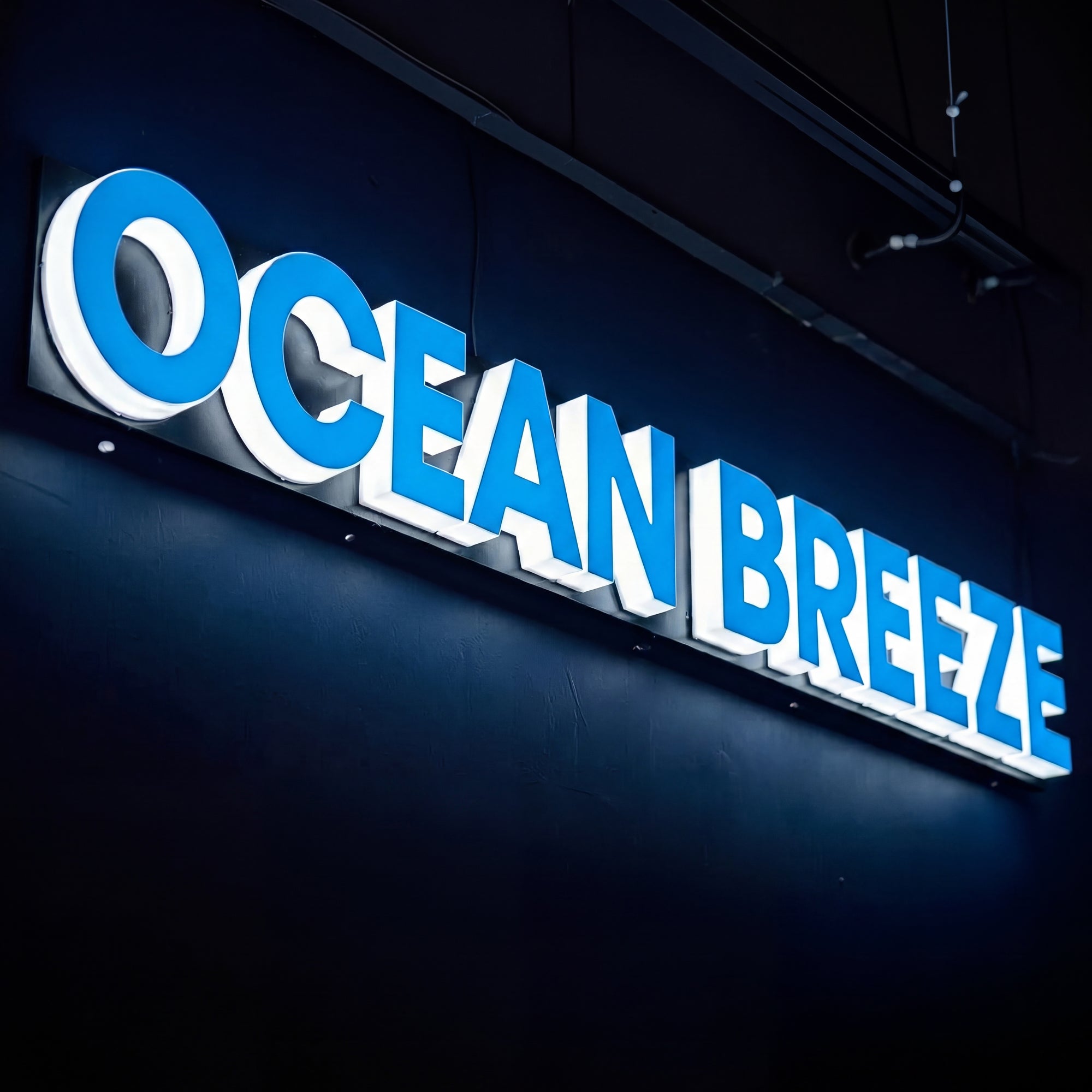 Custom full lit acrylic letters forming a glowing business sign