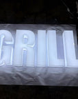 Illuminated acrylic business letters with face and sides lit together