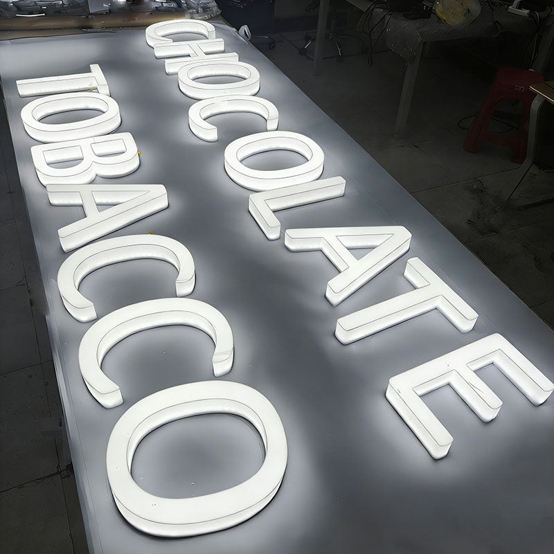 Illuminated acrylic letter sign with bright, uniform face lighting