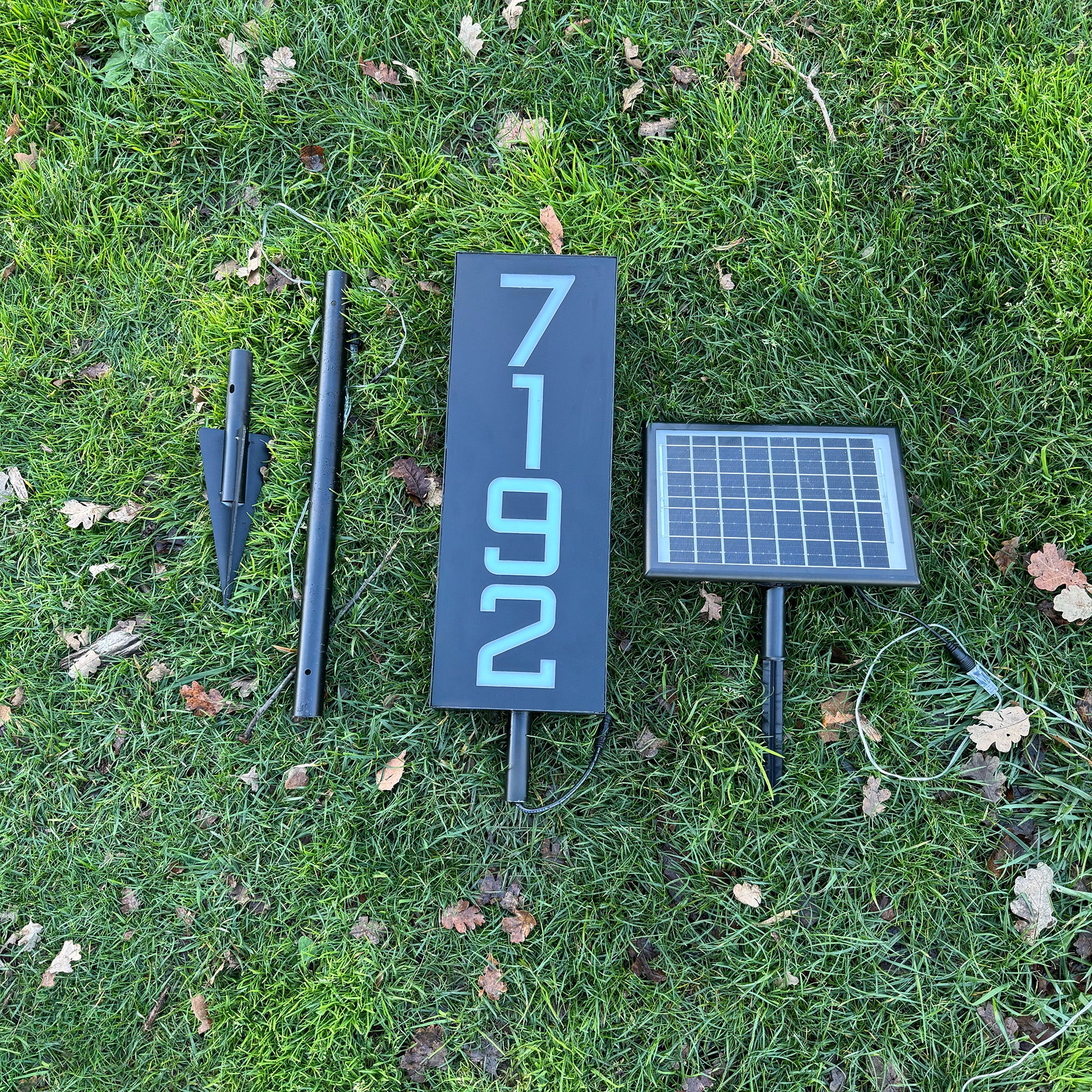 Solar Illuminated Staked Metal House Number Sign