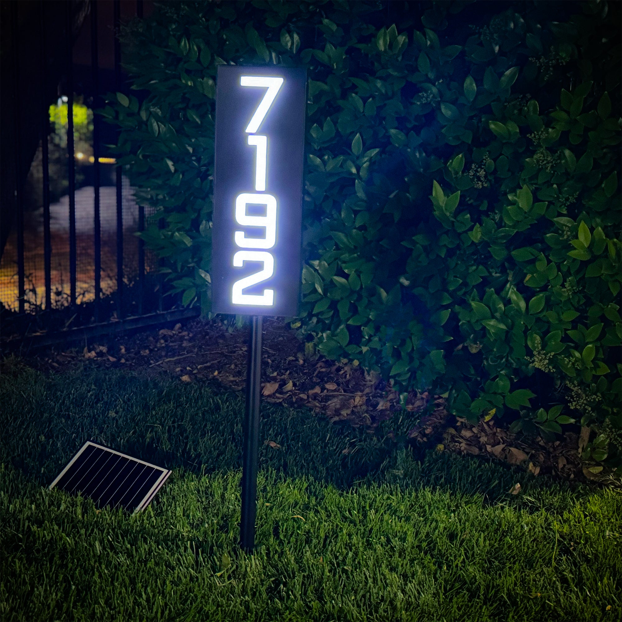 Solar Illuminated Staked Metal House Number Sign