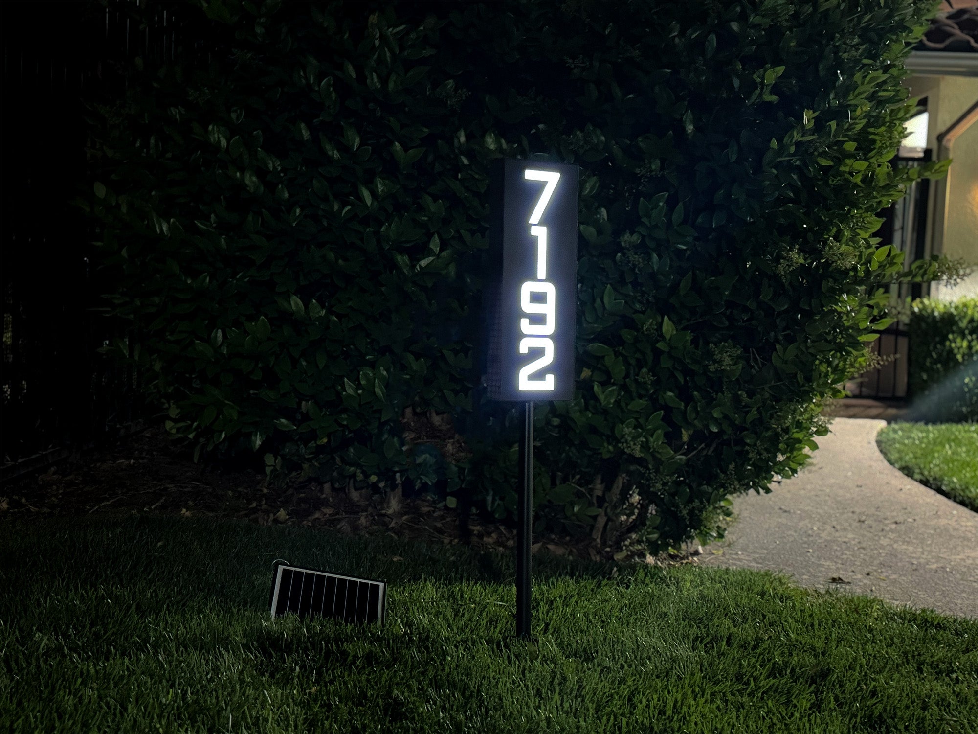 Solar Illuminated Staked Metal House Number Sign