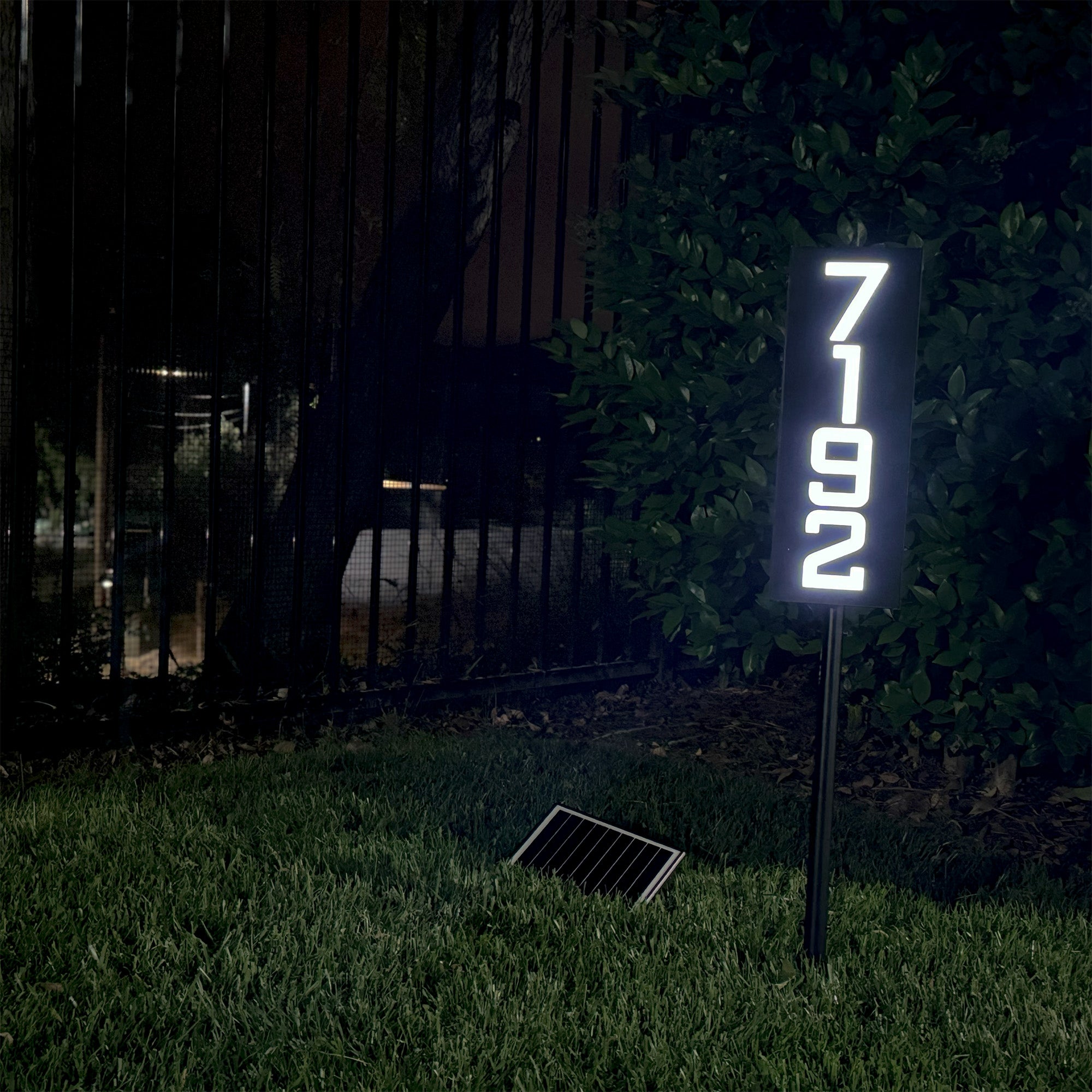 Solar Illuminated Staked Metal House Number Sign