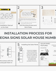 Step-by-step installation guide for Selegna Signs solar house numbers.