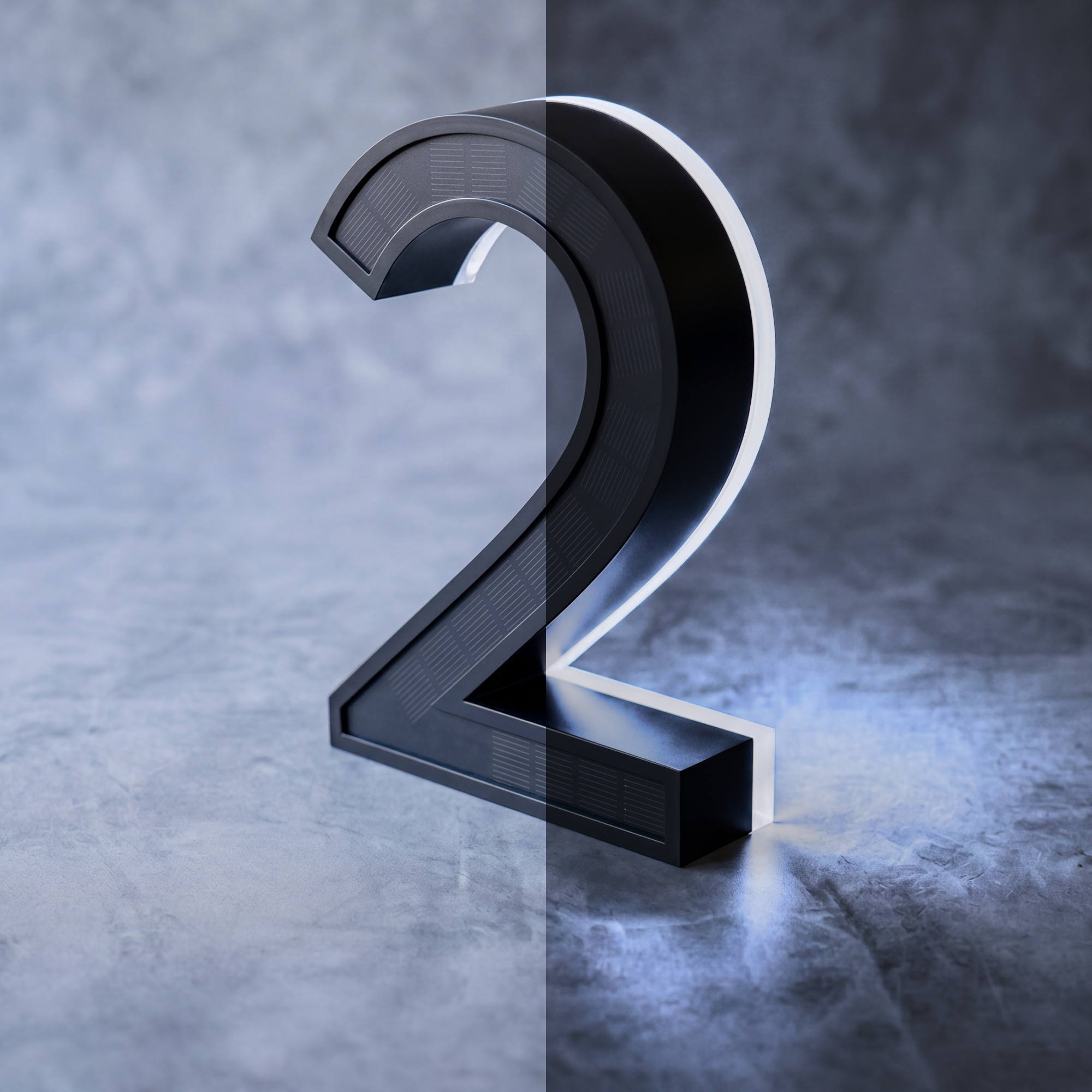 Solar house number light, stainless steel with self-charging solar panel face