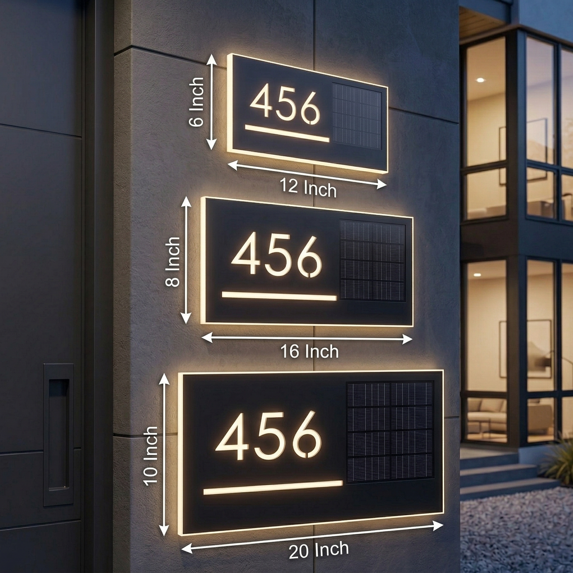 Wireless Solar LED Address Sign – Custom Illuminated House Numbers