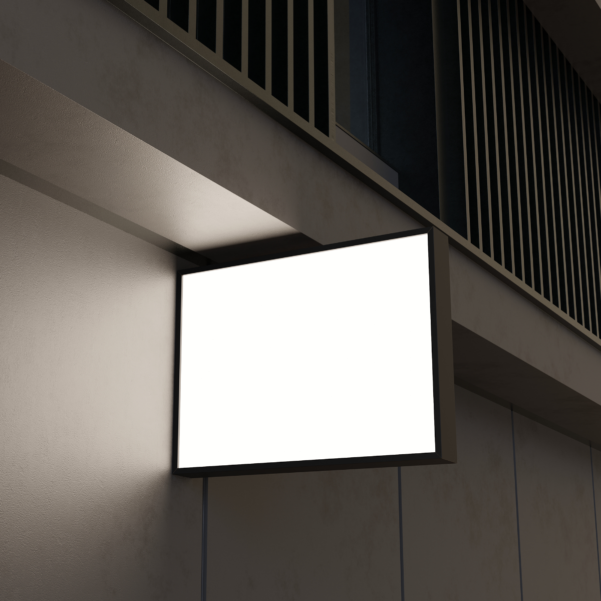 Side profile of aluminum frame light box showing slim design and sturdy wall bracket