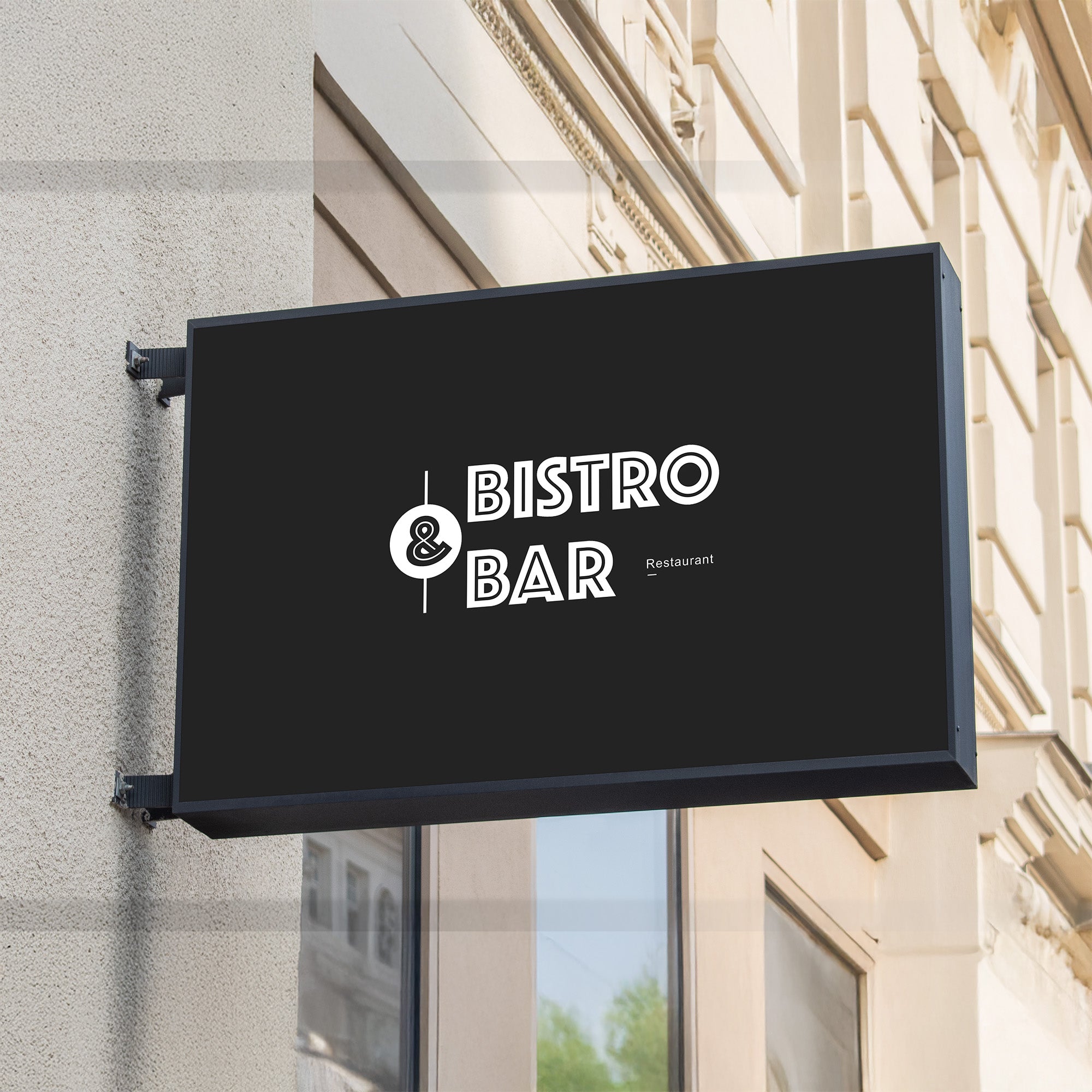 Illuminated bistro bar signage glowing at night for maximum street visibility