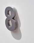 Brushed silver stainless steel LED address numbers with halo lighting