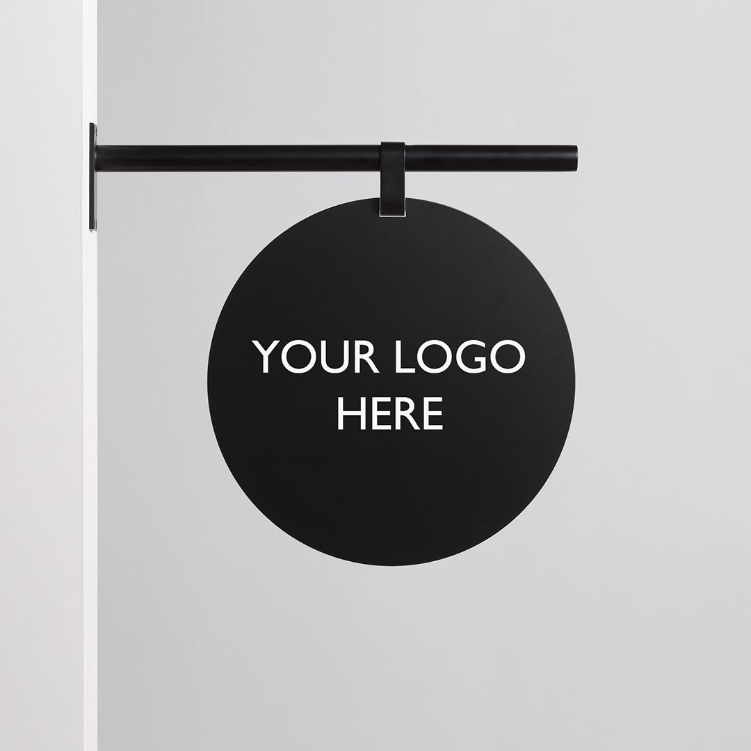 Custom logo hanging sign mockup in round shape for business preview