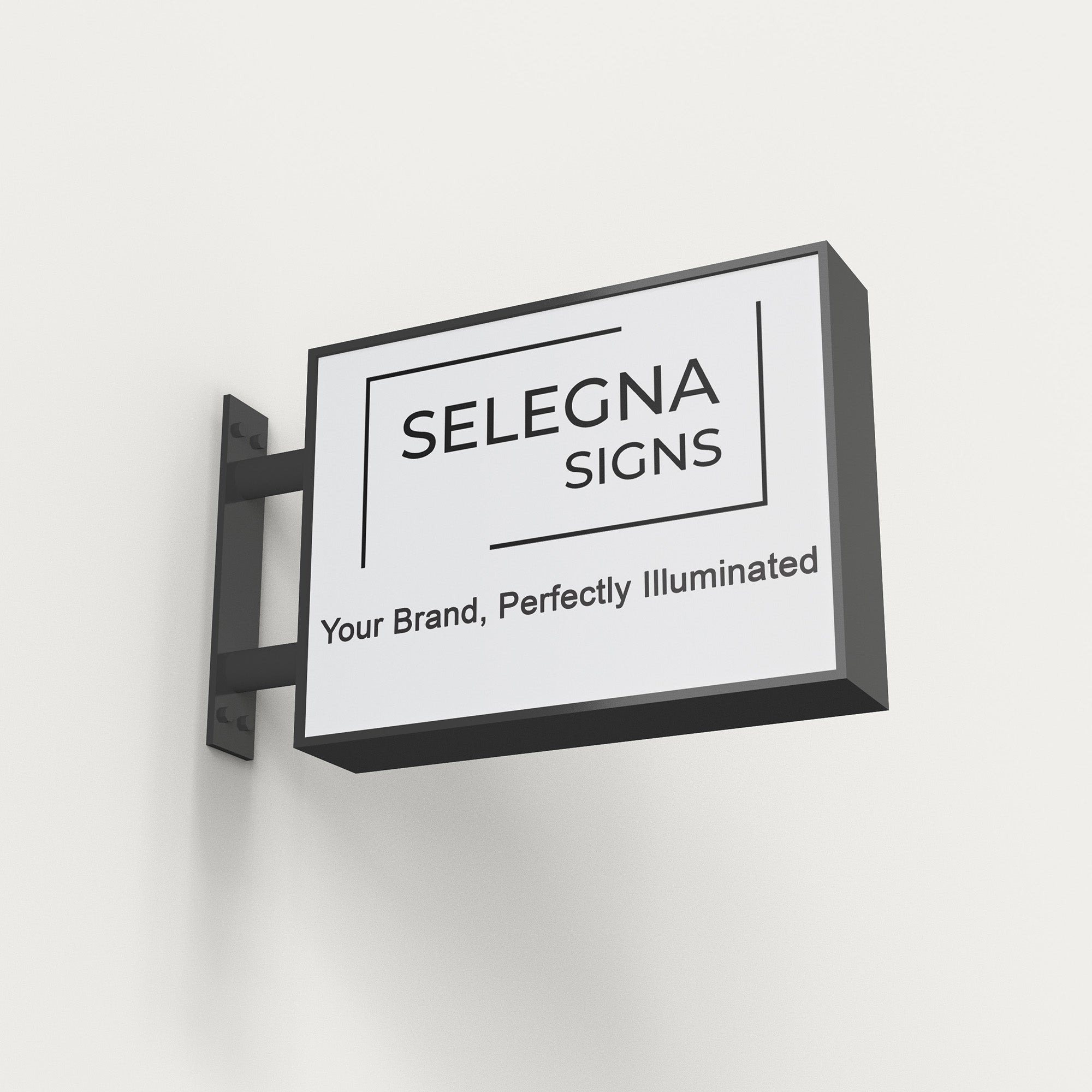 Custom rectangular acrylic light box with LED illumination for business logo display