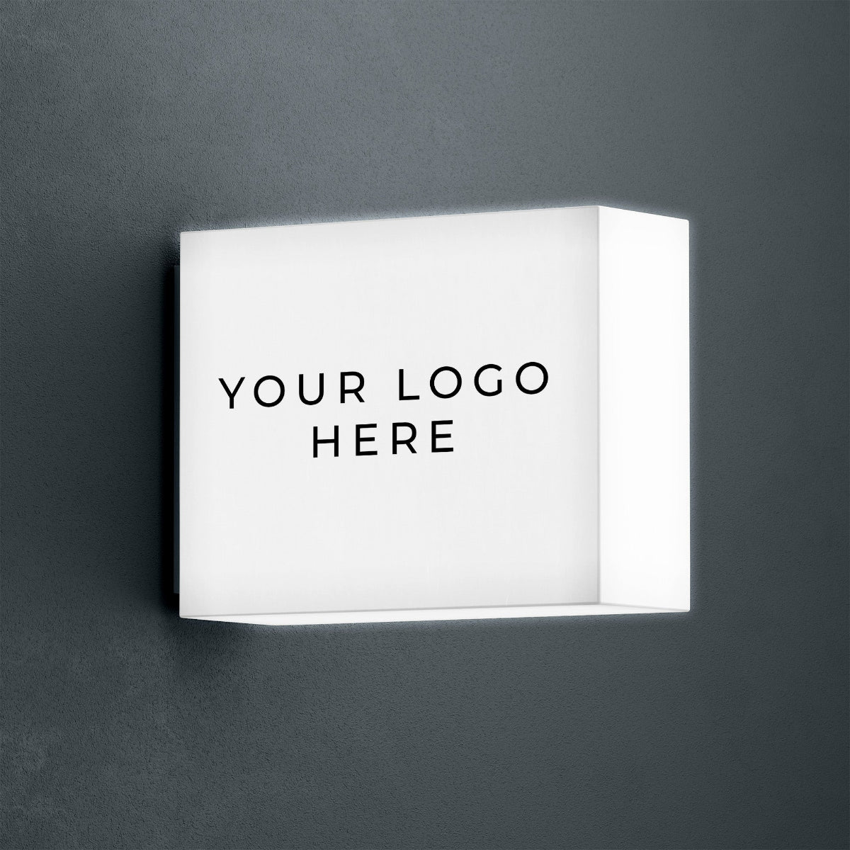 Custom rectangular acrylic light box with LED illumination for business logo display