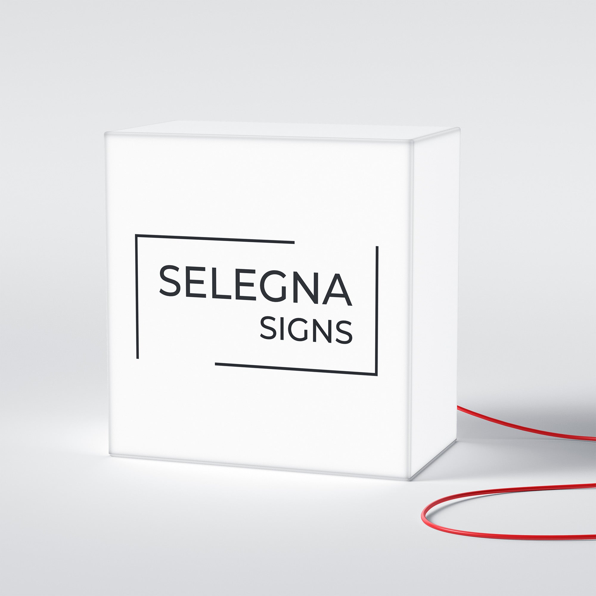 Custom square acrylic light box with LED illumination for business branding