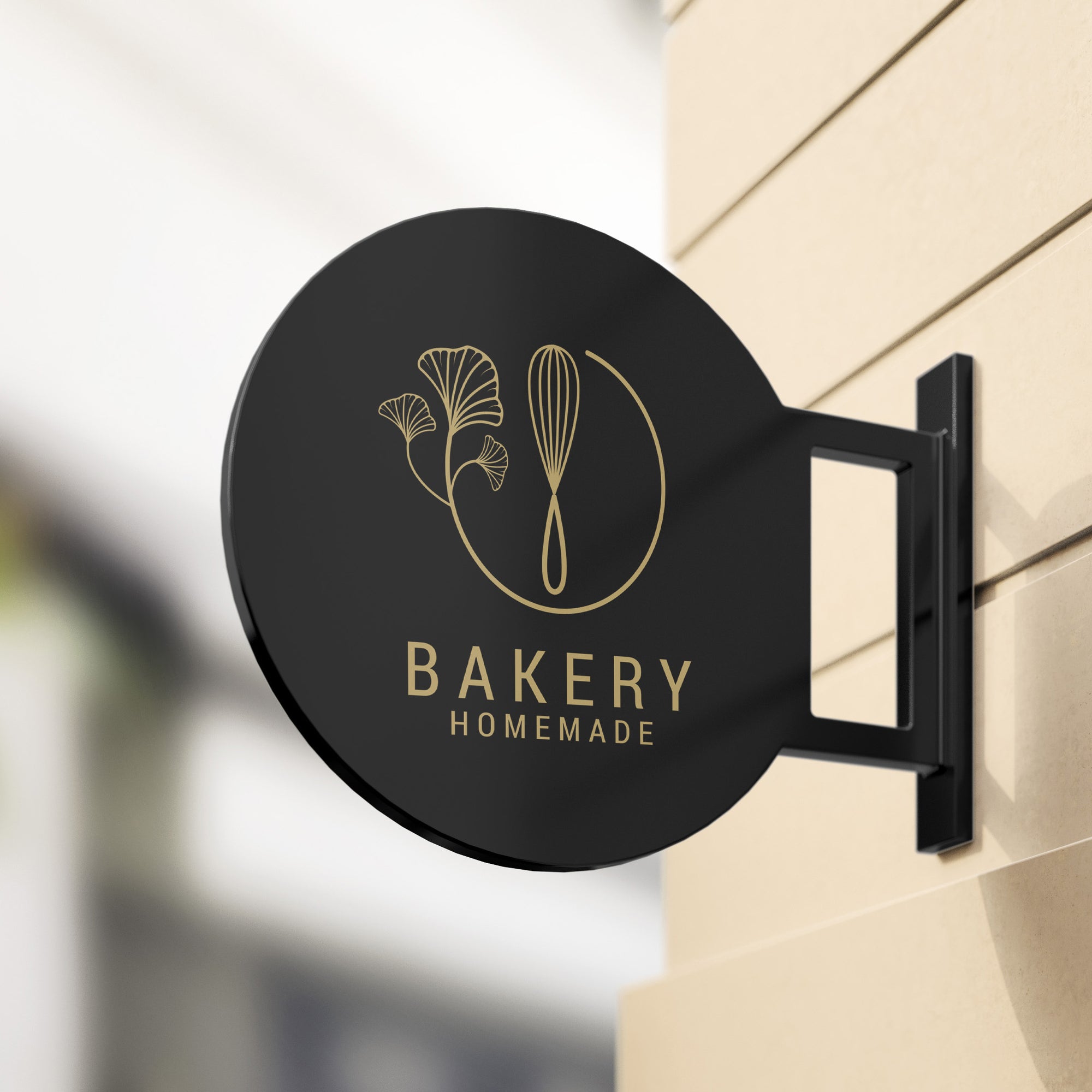 Double sided hanging bracket sign view for sidewalk traffic visibility