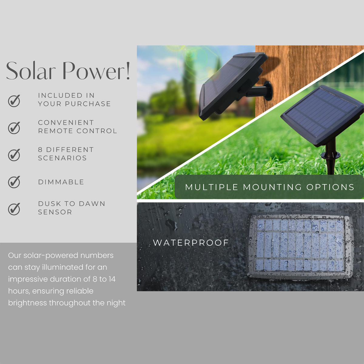 Automatic dusk to dawn sensor feature for solar powered address lights