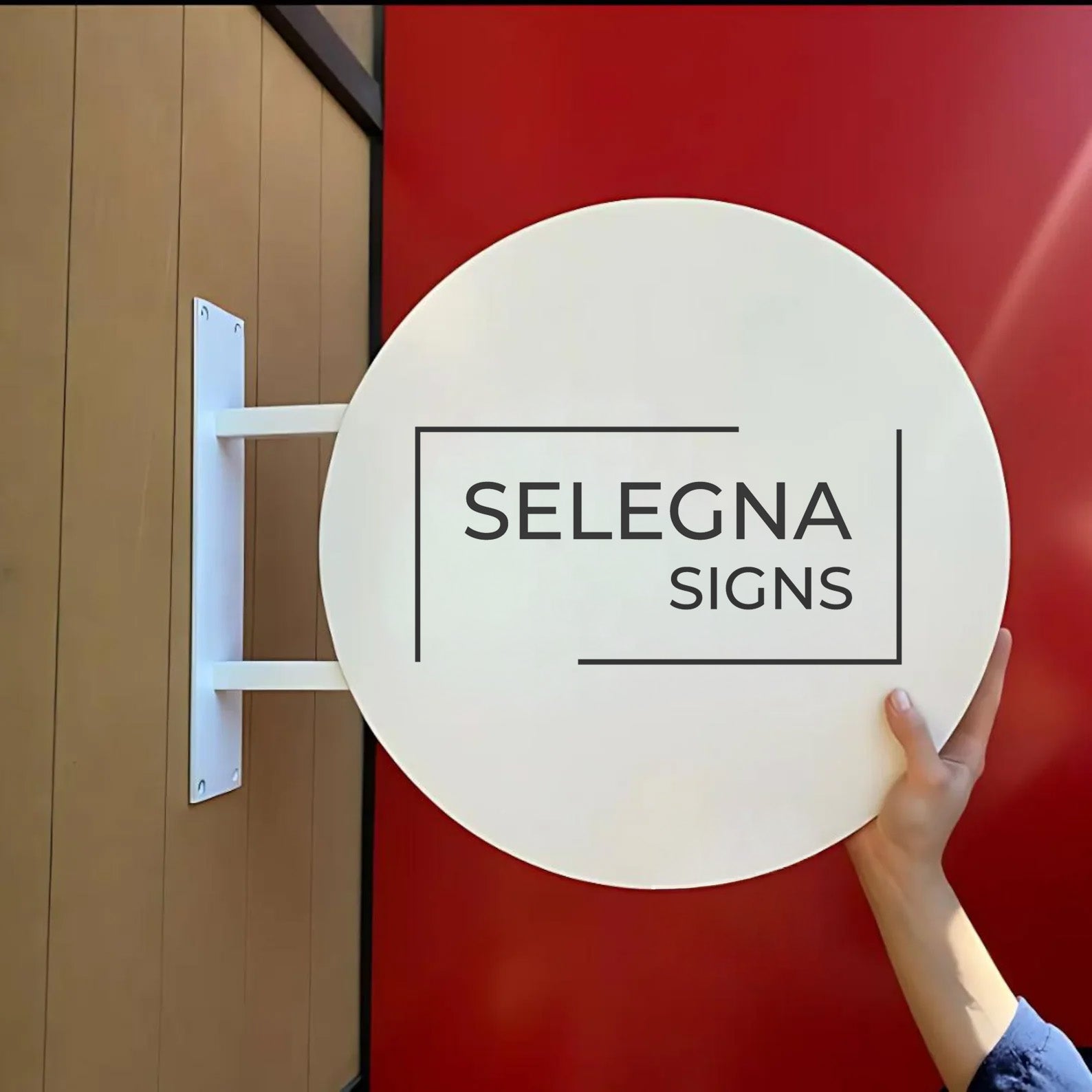 Easy install storefront sign suitable for brick, wood, and concrete walls