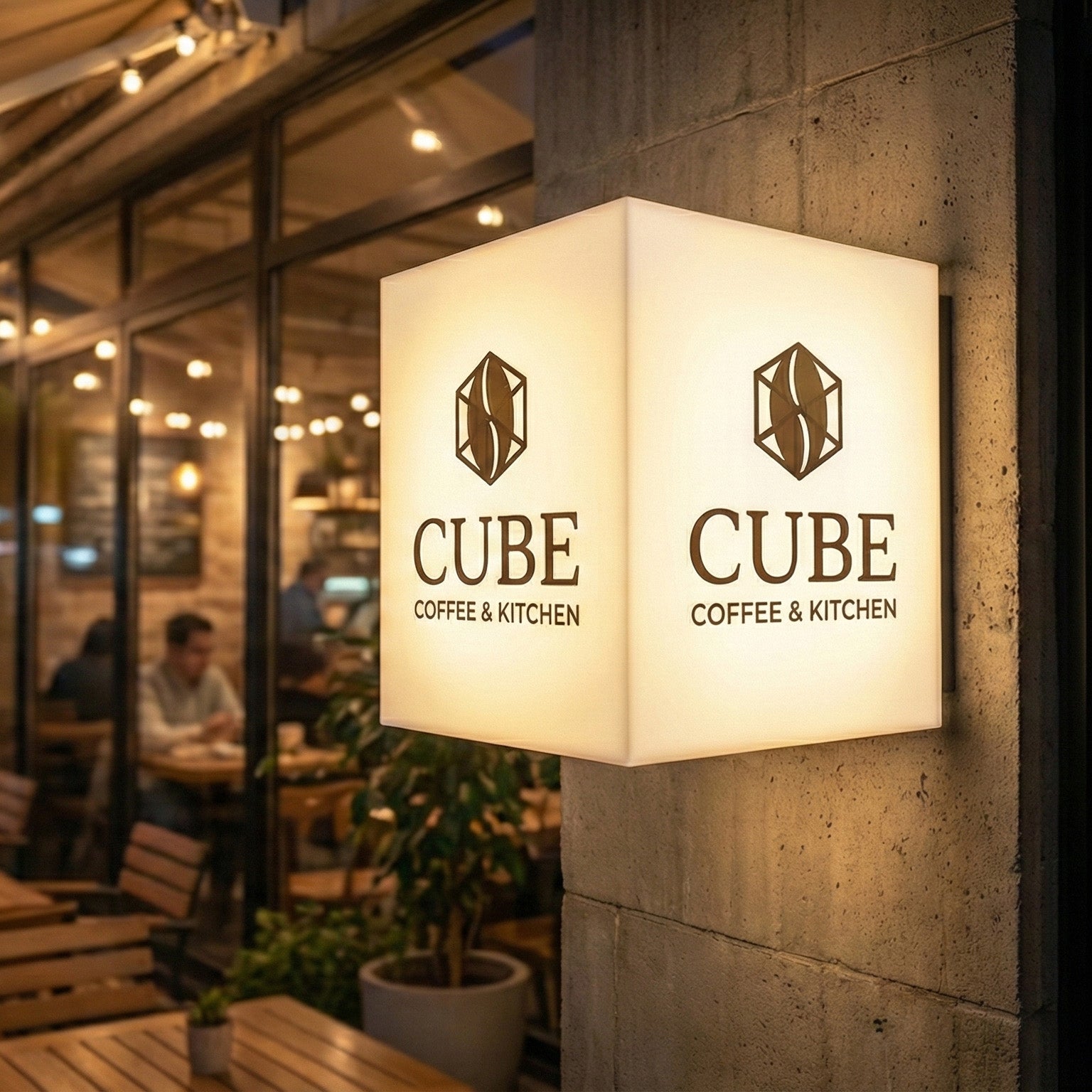 Interior wayfinding cube sign showing room number for hotels and offices