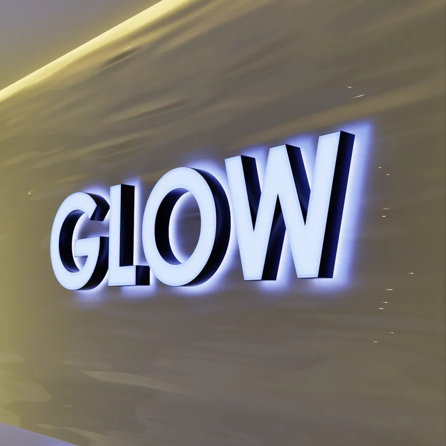 Custom illuminated acrylic letter sign for a storefront or lobby