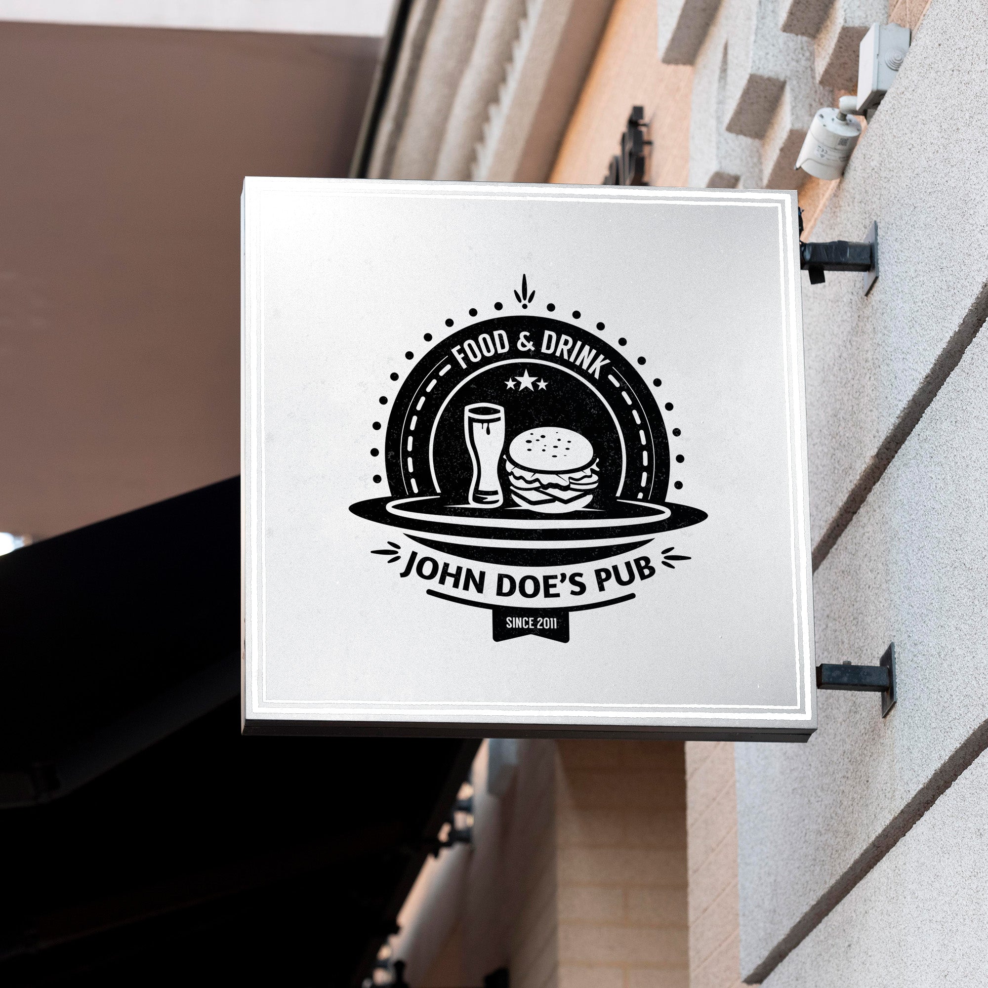 High quality UV printed logo on metal sign showing sharp details and colors